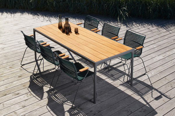 Houe FOUR Gartentisch aus Bambus Aluminium Dark grey 90x210 cm