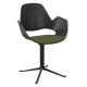 Houe FALK Stuhl mit Armlehne und Säulengestell  und Schale: schwarz, Sitzkissen Pine Green
