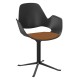 Houe FALK Stuhl mit Armlehne und Säulengestell  und Schale: schwarz, Sitzkissen Terracotta