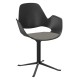 Houe FALK Stuhl mit Armlehne und Säulengestell  und Schale: schwarz, Sitzkissen Light Grey