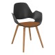 Houe FALK Stuhl mit Armlehne und Holzgestell aus Eiche massiv geölt und Schale: schwarz, Sitzkissen Terracotta