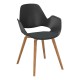 Houe FALK Stuhl mit Armlehne und Holzgestell aus Eiche massiv geölt und Schale: schwarz, Sitzkissen Anthracite