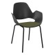 Houe FALK Stuhl mit Armlehne und Rohrbeine und Schale: schwarz, Sitzkissen Pine Green