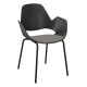 Houe FALK Stuhl mit Armlehne und Rohrbeine und Schale: schwarz, Sitzkissen Light Grey