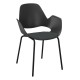Houe FALK Stuhl mit Armlehne und Rohrbeine und Schale: schwarz, Sitzkissen Anthracite
