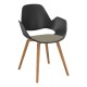 Houe FALK Stuhl mit Armlehne und Holzgestell aus Eichenfurnier und Schale: schwarz, Sitzkissen Dark Beige