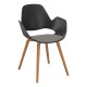 Houe FALK Stuhl mit Armlehne und Holzgestell aus Eichenfurnier und Schale: schwarz, Sitzkissen Light Grey