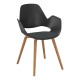 Houe FALK Stuhl mit Armlehne und Holzgestell aus Eichenfurnier und Schale: schwarz, Sitzkissen Anthracite