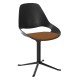 Houe FALK Stuhl mit tiefer Armlehne und Säulengestell  und Schale: schwarz, Sitzkissen Terracotta