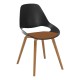Houe FALK Stuhl mit tiefer Armlehne und Gestell aus Eiche massiv geölt und Schale: schwarz, Sitzkissen Terracotta