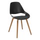 Houe FALK Stuhl mit tiefer Armlehne und Gestell aus Eiche massiv geölt und Schale: schwarz, Sitzkissen Anthracite