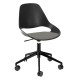 Houe FALK Bürostuhl mit tiefer Armlehne und 5 Sterngestell mit Rollen und Schale: schwarz, Sitzkissen Light Grey