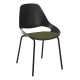 Houe FALK Stuhl mit tiefer Armlehne und Rohrbeine und Schale: schwarz, Sitzkissen Pine Green