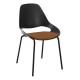 Houe FALK Stuhl mit tiefer Armlehne und Rohrbeine und Schale: schwarz, Sitzkissen Terracotta
