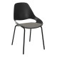 Houe FALK Stuhl mit tiefer Armlehne und Rohrbeine und Schale: schwarz, Sitzkissen Light Grey