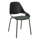 Houe FALK Stuhl mit tiefer Armlehne und Rohrbeine und Schale: schwarz, Sitzkissen Dark Green