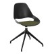 Houe FALK Stuhl mit tiefer Armlehne und 4 Sterngestell und Schale: schwarz, Sitzkissen Pine Green