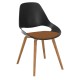 Houe FALK Stuhl mit tiefer Armlehne und Holzgestell aus Eichenfurnier und Schale: schwarz, Sitzkissen Terracotta
