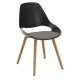 Houe FALK Stuhl mit tiefer Armlehne und Holzgestell aus Eichenfurnier und Schale: schwarz, Sitzkissen Light Grey