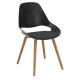 Houe FALK Stuhl mit tiefer Armlehne und Holzgestell aus Eichenfurnier und Schale: schwarz, Sitzkissen Anthracite