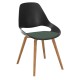 Houe FALK Stuhl mit tiefer Armlehne und Holzgestell aus Eichenfurnier und Schale: schwarz, Sitzkissen Dark Green