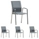 4x Lola Stapelsessel Mia Edelstahl gebürstet/Textilen silbergrau mit Aluminiumarmlehnen Silbergrau 56*61*92cm 