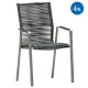 4x Lola Stapelsessel Mia Rope Edelstahl gebürstet Rope dark grey mit Aluminiumarmlehnen 56x61x92cm