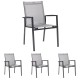 4x Stern Stapelsessel New Levanto, Aluminium anthrazit mit Textilenbezug silber und Aluminiumarmlehnen anthrazit