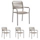 4x Stern Stapelsessel Joris Aluminium warmgrau Kordel warmgrau/Aluminiumarmlehnen warmgrau