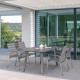 Stern Gartenmöbel-Set MIKA mit Tisch INTERNO Edelstahl 180x100 cm und 4x Stapelsessel Bezug Leinen grau