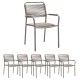 6x Stern Stapelsessel Joris Aluminium warmgrau Kordel warmgrau/Aluminiumarmlehnen warmgrau
