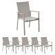 6x Stern Stapelsessel New Levanto Aluminium greige Textilen Sesam Teakarmlehnen