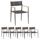 6x Zebra Ant Stapelsessel Alu graphite, AL recyceltes Teak, Olefin-Rope grey