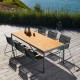 Houe Gartensitzgarnituren Set 6x Sessel Click Pine Green mit FOUR Gartentisch aus Bambus Alu Dark grey 90x210 cm
