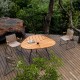 Houe Gartensitzgarnituren Set 3x Sessel Click Sand mit LEAF Gartentisch aus Bambus 146x146 cm