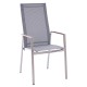 Diamond Garden Stapelstuhl Hoch - Verstellbar - Edelstahl / Textilene - Grau / Schwarz / Armlehne Teak
