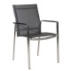 Diamond Garden Stapelstuhl Edelstahl/Textilene-Schwarz-Silber / Armlehne Alu