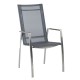 Diamond Garden Venedig Stapelstuhl Hoch Edelstahl/Sunproof Sling-Schwarz/Silber / Armlehne Teak