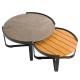 Zebra Fly Lounge 2er Tisch-Set Aluminium pulverbeschichtet:graphite, Platte Teakholz, Platte Glas/Keramik grau