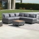 Lola Lounge Set 4-teilig Alu graphite pulverbeschichtet inkl. Tuvatextil dark grey Kissen 