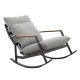 Lola Monaco Rocking Chair Schaukelstuhl mit Teak-Armlehnen / Aluminium Graphite/ Rope Carbon/ Kissen Pepper Sunproof®