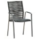 Lola Stapelsessel Mia Rope Edelstahl gebürstet Rope dark grey mit Aluminiumarmlehnen 56*61*92cm 
