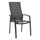 Stern KARI Stapelsessel Aluminium anthrazit mit Textilenbezug karbon und Aluminiumarmlehnen anthrazit, extra hohe Rückenlehne
