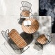 Houe 2x PAON Gartenstuhl Black und Gartenbank mit CIRCUM Kaffeetisch aus Bambus Ø74