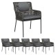 Stern 6x GRETA Sessel Aluminium anthrazit mit Synthetikfaser platin inkl. Sitz- und Rückenkissen seidengrau