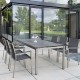 Stern Gartenmöbel-Set bestehend aus 6x Stapelsessel Polaris, Edelstahl Tische mit Nivelliersystem und  Tischplatte Dekor Zement 200x100cm