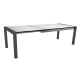 Stern Ausziehtisch Alu anthrazit Vierkantrohr, 214(294)x100x75cm mit Tischplatte Silverstar 2.0, Dekor Zement hell