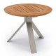 Stern Beistelltisch Freddie Ø 55 cm Aluminium greige Tischplatte Teak