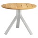 Stern Beistelltisch Freddie Ø 60 cm Aluminium weiß mit Tischplatte Teak