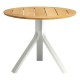 Stern Beistelltisch Freddie Ø 65 cm Aluminium weiß mit Tischplatte Teak